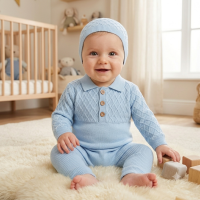 E07980: Baby Sky True Knit 3 Piece Outfit (0-12 Months)