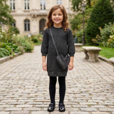 E08300LG: Girls Lurex True Knit Rib Sweater Dress & Bag (5-7 Years)