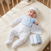 E08798: Baby Boys Zebra 8 Piece Mesh Bag Gift Set (NB-6 Months)