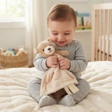 E08803: Ribbed Bear Comforter With Taggie Ribbons