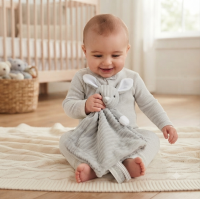 E08805: Ribbed Bunny Comforter With Taggie Ribbons