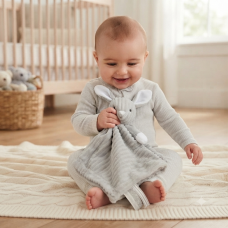 E08805: Ribbed Bunny Comforter With Taggie Ribbons