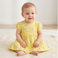 E33209: Baby Girls All Over Print Lined Dress  (1-2 Years)