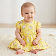 E33209: Baby Girls All Over Print Lined Dress  (1-2 Years)