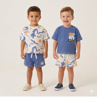 F09061TOD: Boys  2 T-Shirts & 2 Shorts Set (2-4 Years)