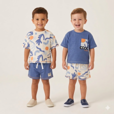 F09061TOD: Boys  2 T-Shirts & 2 Shorts Set (2-4 Years)