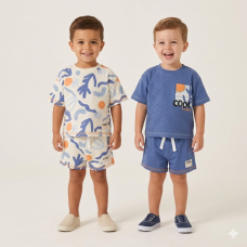 F09061TOD: Boys  2 T-Shirts & 2 Shorts Set (2-4 Years)