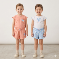 F09100TOD: Girls 2 T-Shirts & 2 Shorts Set (2-4 Years)