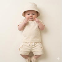 F09339INF: Baby Boys T-Shirt & Short Outfit With Bucket Hat (12-24 Months)
