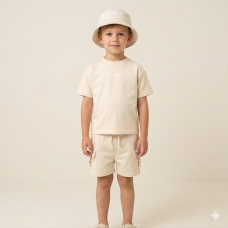 F09339TOD: Boys T-Shirt & Short Outfit With Bucket Hat (2-4 Years)