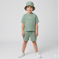 F09342TOD: Boys T-Shirt & Short Outfit With Bucket Hat (2-4 Years)