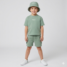 F09342TOD: Boys T-Shirt & Short Outfit With Bucket Hat (2-4 Years)
