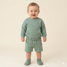 F09355INF: Baby Boys Sweatshirt & Short Outfit (12-24 Months)