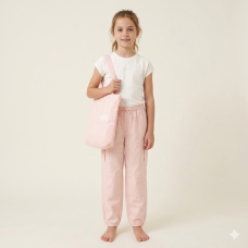 F09576TOD: Girls T-Shirt & Parachute Trousers With Tote Bag (2-4 Years)