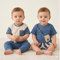 F10067INF: Baby Boys  2 T-Shirts, Short & Jogger Set (12-24 Months)