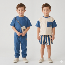 F10067TOD: Boys 2 T-Shirts, Short & Jogger Set (2-4 Years)