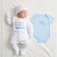 F10097NB: Baby Boys " I Love My Daddy" 6 Piece Mesh Bag Gift Set (NB-6 Months)