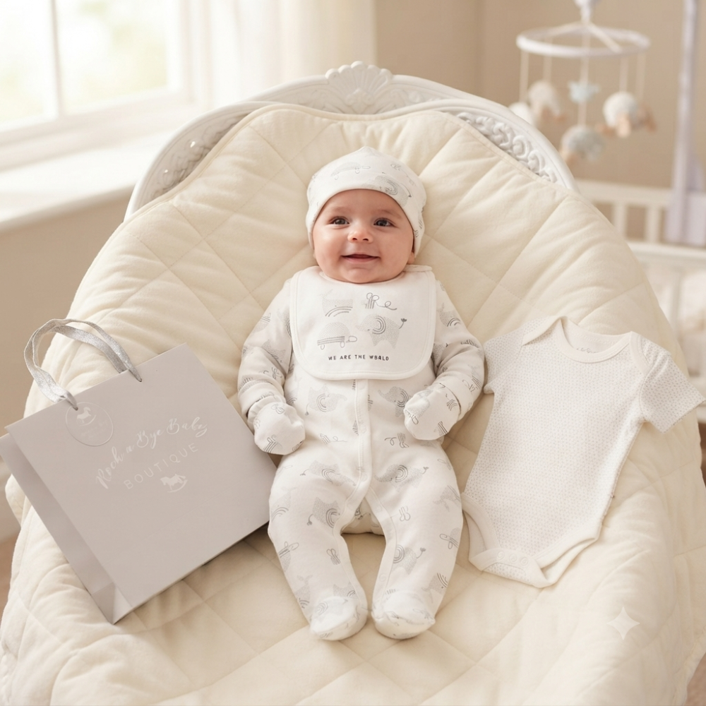 F10099NB: Baby Unisex "We Are The World" 6 Piece Mesh Bag Gift Set (NB-6 Months) F10099NB: Baby Unisex "We Are The World" 6 Piece Mesh Bag Gift Set (NB-6 Months)