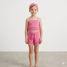 F10381TOD: Girls True Knit Top, Short & Headband Outfit (2-4 Years)