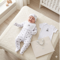 F10399NB: Baby Unisex Elephant 6 Piece Mesh Bag Gift Set (NB-6 Months)