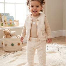 G10801INF: Baby Unisex Borg Jacket, Trouser & Ribbed Bodysuit Outfit (12-24 Months)