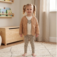 G10804TOD: Girls Quilted Jacket, Top & Legging Outfit (2-4 Years)