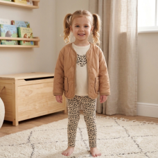 G10804TOD: Girls Quilted Jacket, Top & Legging Outfit (2-4 Years)