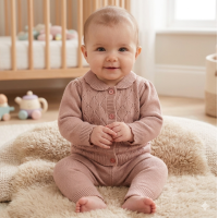 G10825NB: Baby Girls Knitted 2 Piece Outfit (0-12 Months)
