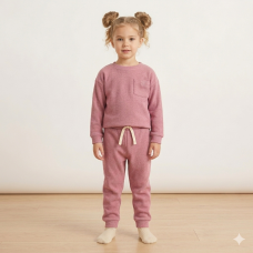 G10888LG: Older Kids Pink Brushed Rib Sweatshirt & Jog Pant Outfit (5-7 Years)
