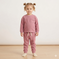 G10888TOD: Kids Pink Brushed Rib Sweatshirt & Jog Pant Outfit (2-4 Years)