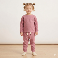 G10888TOD: Kids Pink Brushed Rib Sweatshirt & Jog Pant Outfit (2-4 Years)