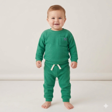 G10891INF: Baby Green Brushed Rib Sweatshirt & Jog Pant Outfit (12-24 Months)