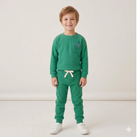 G10891LB: Older Kids Green Brushed Rib Sweatshirt & Jog Pant Outfit (5-7 Years)