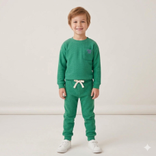 G10891LB: Older Kids Green Brushed Rib Sweatshirt & Jog Pant Outfit (5-7 Years)