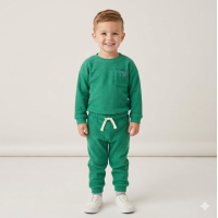 G10891TOD: Kids Green Brushed Rib Sweatshirt & Jog Pant Outfit (2-4 Years)