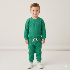 G10891TOD: Kids Green Brushed Rib Sweatshirt & Jog Pant Outfit (2-4 Years)