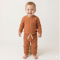 G10892INF: Baby Orange Brushed Rib Sweatshirt & Jog Pant Outfit (12-24 Months)