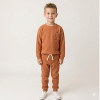 G10892LU: Older Kids Orange Brushed Rib Sweatshirt & Jog Pant Outfit (5-7 Years)