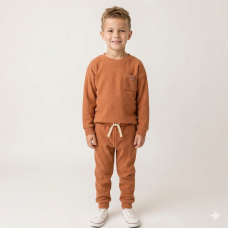 G10892LU: Older Kids Orange Brushed Rib Sweatshirt & Jog Pant Outfit (5-7 Years)