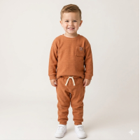 G10892TOD: Kids Orange Brushed Rib Sweatshirt & Jog Pant Outfit (2-4 Years)