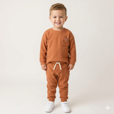 G10892TOD: Kids Orange Brushed Rib Sweatshirt & Jog Pant Outfit (2-4 Years)