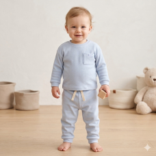 G10893INF: Baby Sky Brushed Rib Sweatshirt & Jog Pant Outfit (12-24 Months)