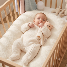 G10894NB: Baby Unisex Borg Pramsuit &  Bear Comforter (NB-6 Months)