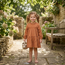 G10935TOD: Girls Faux Fur Jacket & Beret With Dress (2-4 Years)