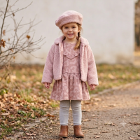 G10939TOD: Girls Boucle Fur Jacket & Beret With Crepe Jersey Dress (2-4 Years)
