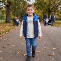 G10947: Boys Bench Puffer Gilet, Top & Jean Outfit (2-5 Years)