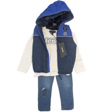 G10947: Boys Bench Puffer Gilet, Top & Jean Outfit (2-5 Years)