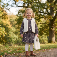 G10960TOD: Girls Borg Gilet, Top, Crepe Skirt & Handbag Outfit (2-4 Years)