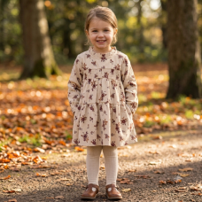 G10967TOD: Girls Boucle Fur Jacket & Beret With Crepe Jersey Dress (2-3 Years)