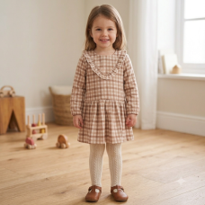 G10969TOD: Girls Boucle Fur Jacket & Beret With Crepe Jersey Dress (2-4 Years)